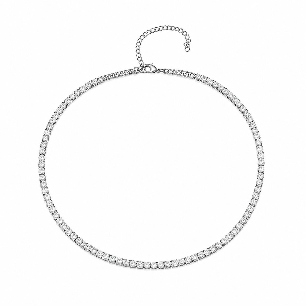 Samara Silver | Bold Silver Large Stone Crystal Tennis Necklace | Ambre’ Jewelry