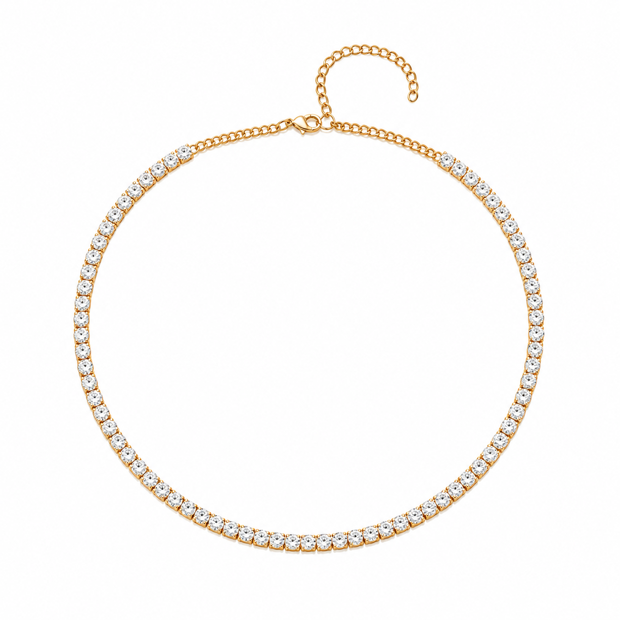 Samara | Bold Gold Large Stone Crystal Tennis Necklace | Ambre’ Jewelry