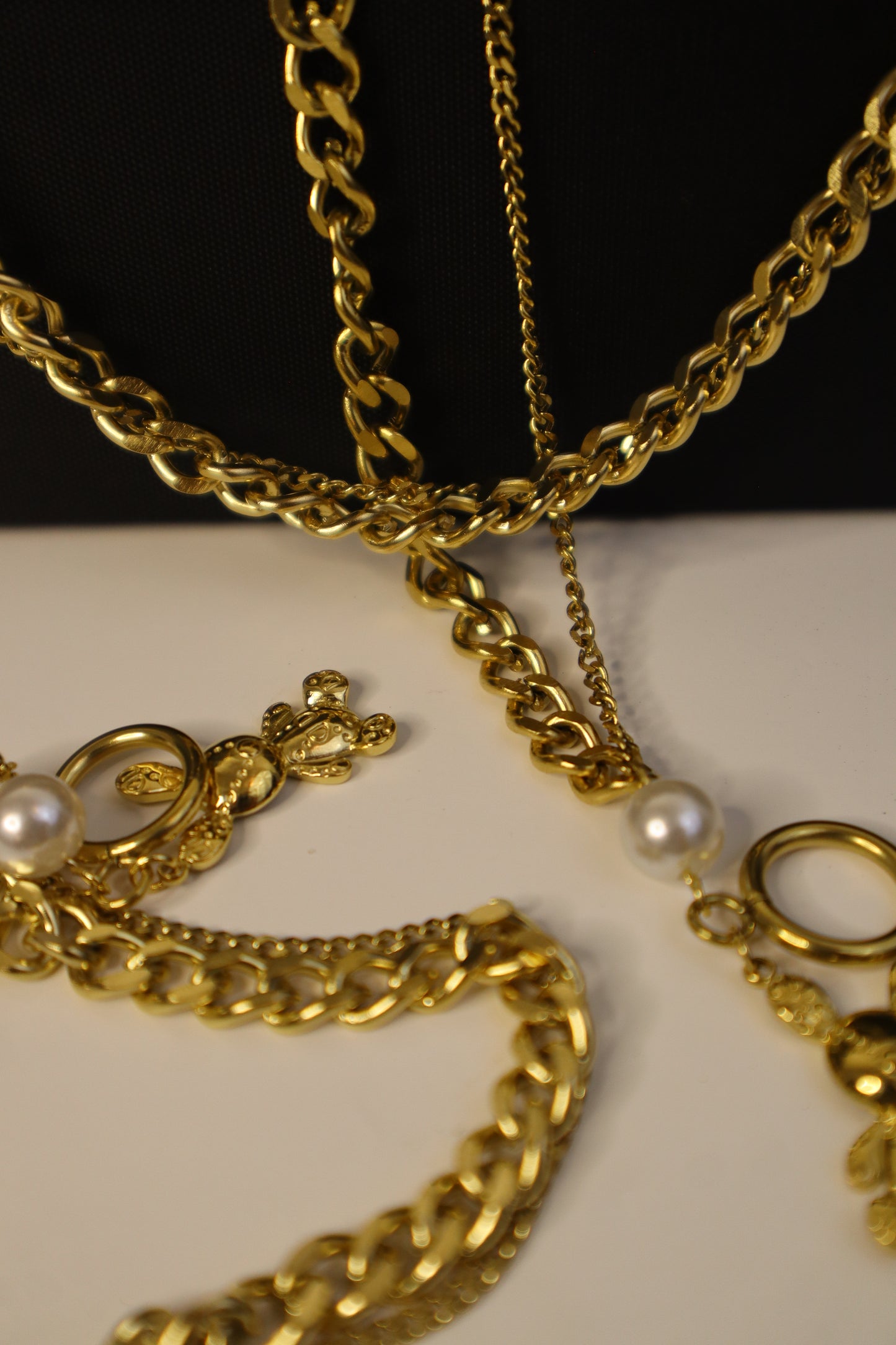 Vintage Teddy Bear Charm Gold Bracelet