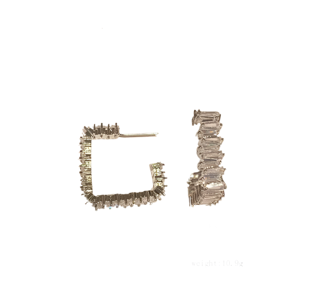 Sleek and modern Gold diamond square hoops —perfect statement earrings for a minimalist look
